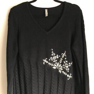 Hanna Andersson Women's Black Cotton Tunic Winter Sweater Size Medim
